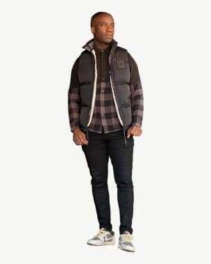 Black feather and down gilet by perverse demand