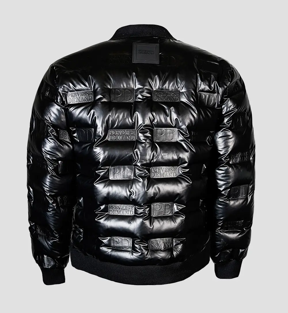 Luxury Streetwear Bomber Jacket Shiny Black